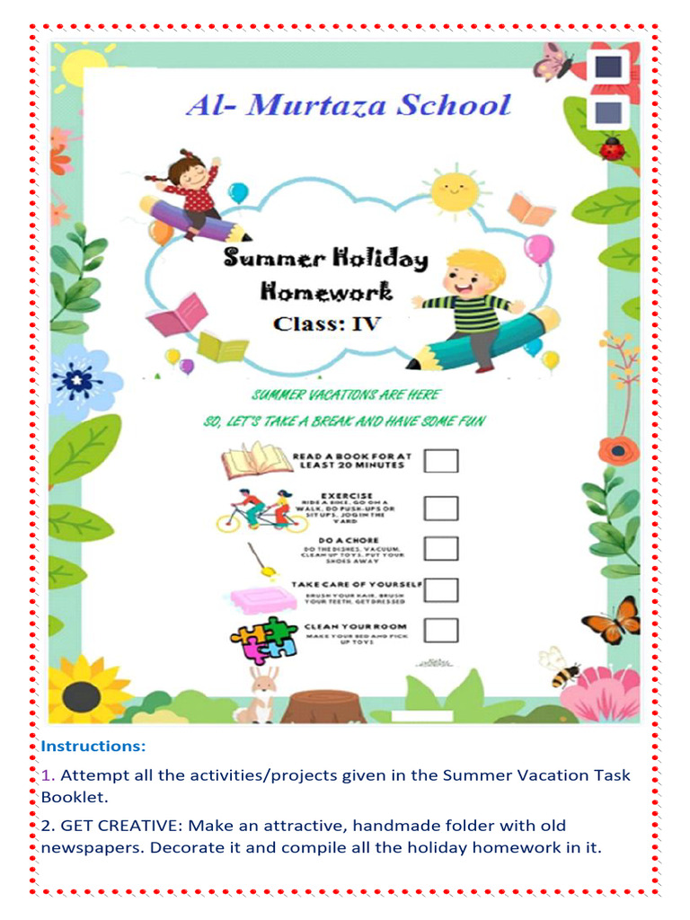 Summer Vacation Homework Guide | PDF | The Old Curiosity Shop