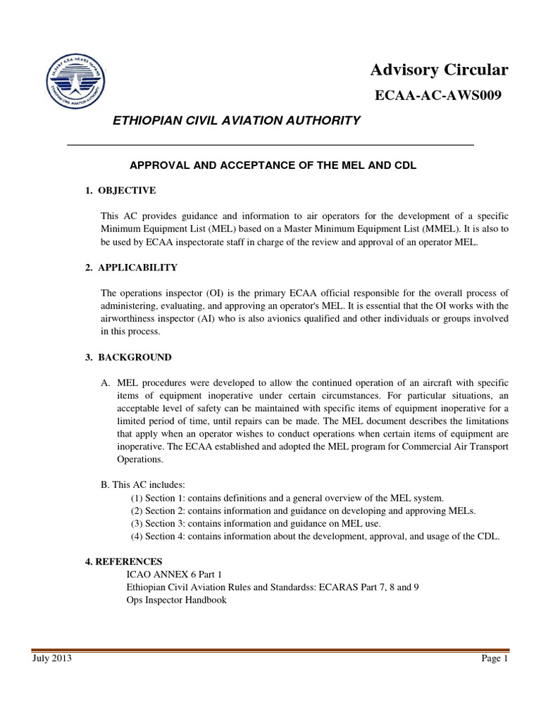 ECAA Guidelines for MEL and CDL Approval | PDF | Aerospace | Aviation