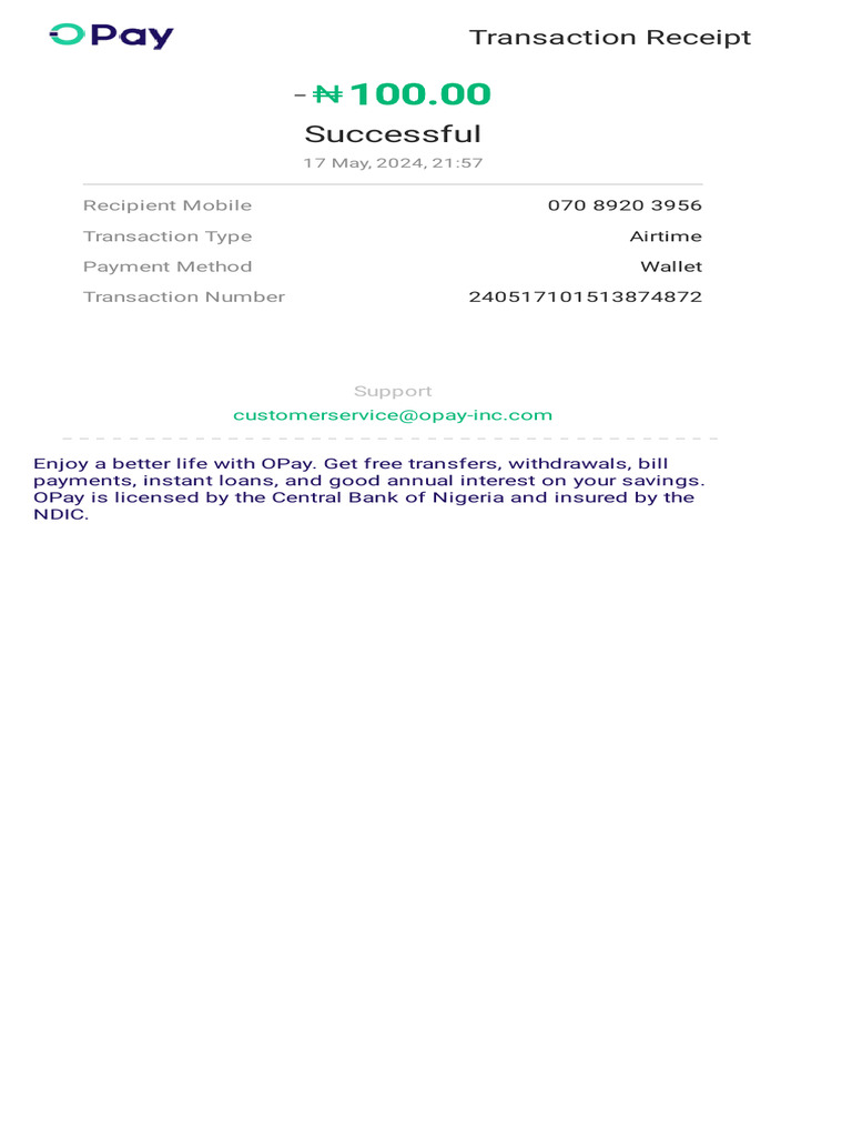 Successful: Transaction Receipt | PDF