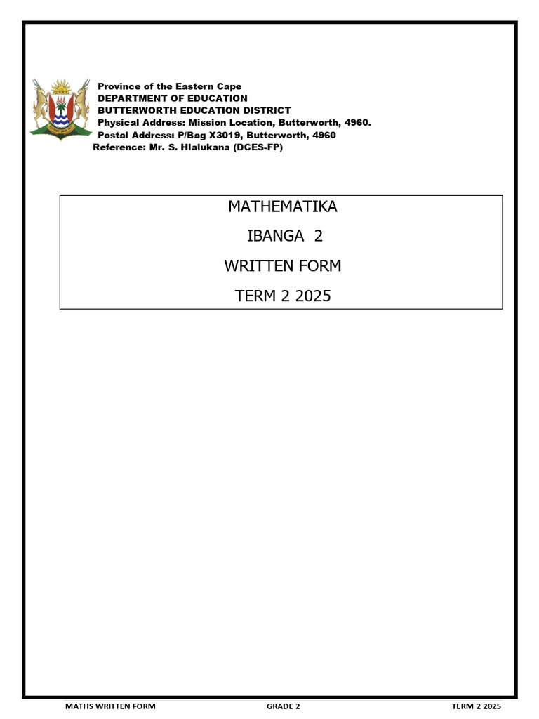 Grade 2 Maths Written Form Term 2 2025 | PDF | Chess Theory | Chess ...