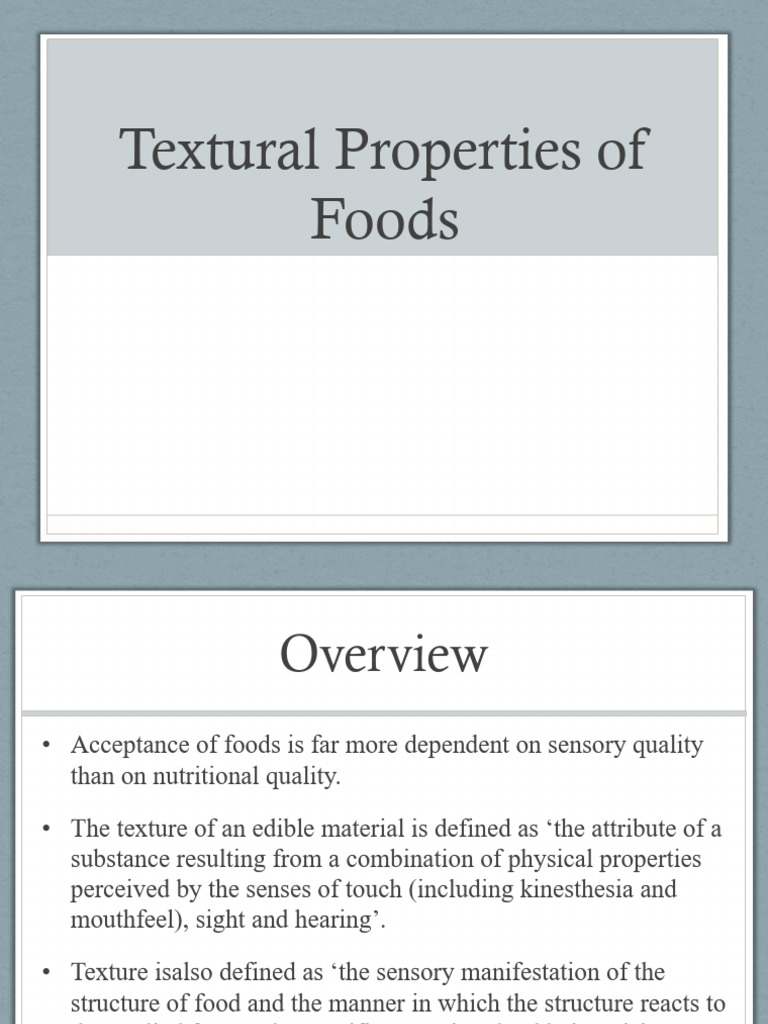 Sensory and Textural Properties of Foods | PDF | Gelatin | Rheology