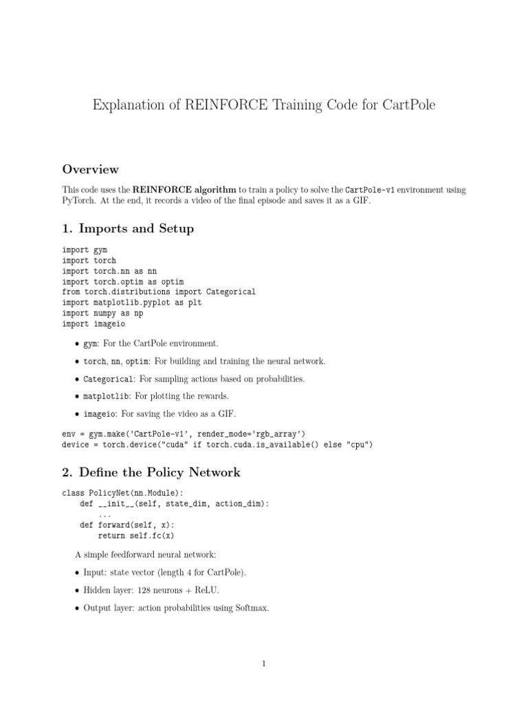 REINFORCE Training for CartPole | PDF | Theoretical Computer Science ...