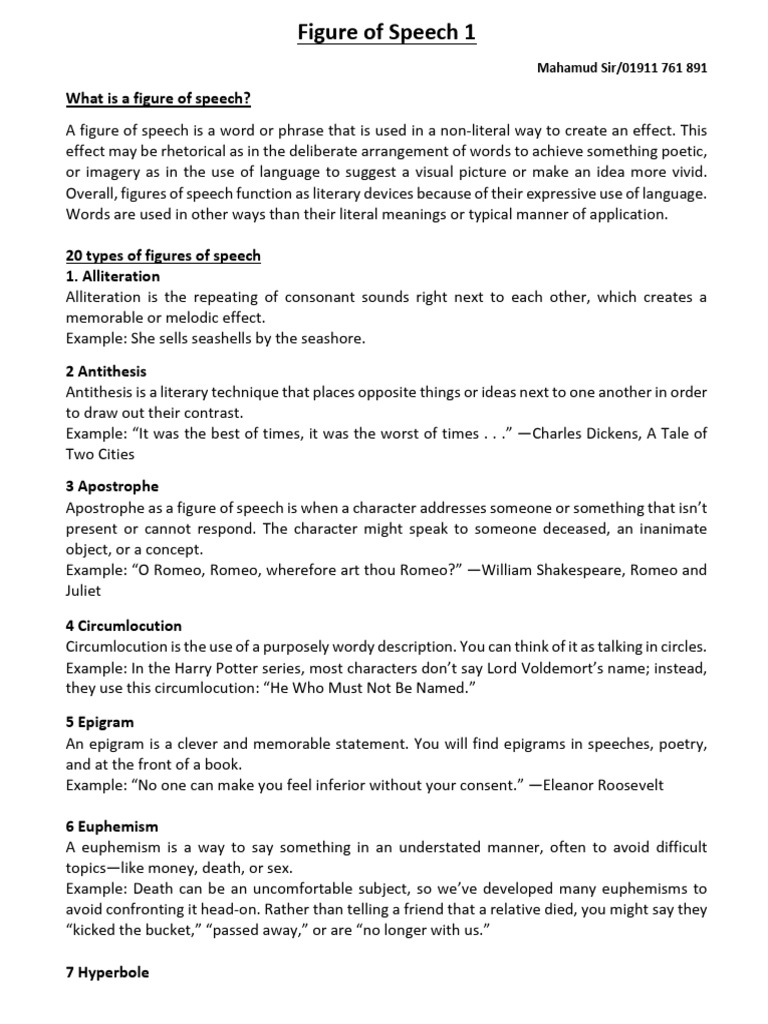 20 Figures of Speech Explained | PDF | Irony | Rhetorical Techniques