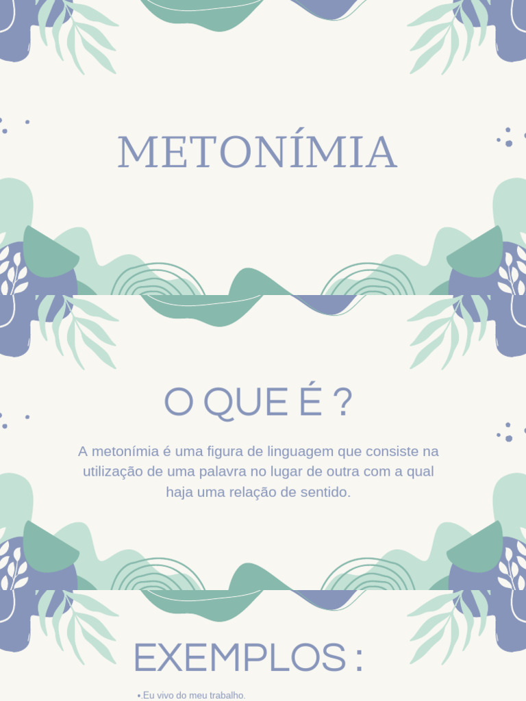 Entenda a Metonímia com Exemplos | PDF