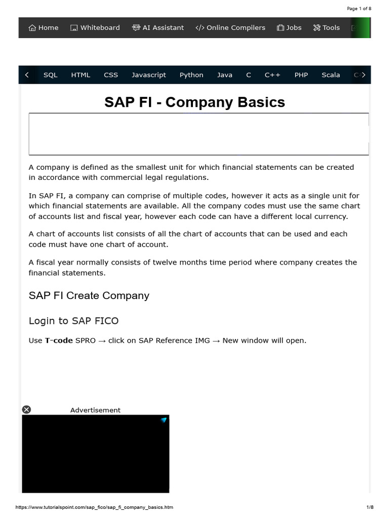SAP FI Company Basics | PDF