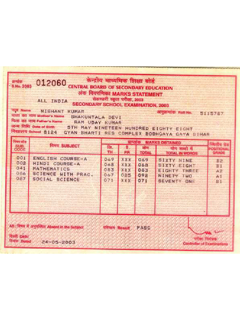 10 Mark Sheet | PDF
