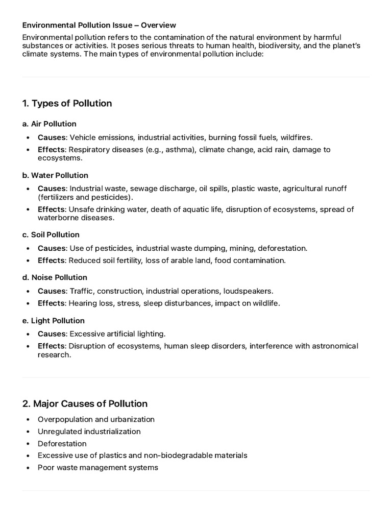 Environmental Pollution Overview | PDF | Pollution | Water Pollution