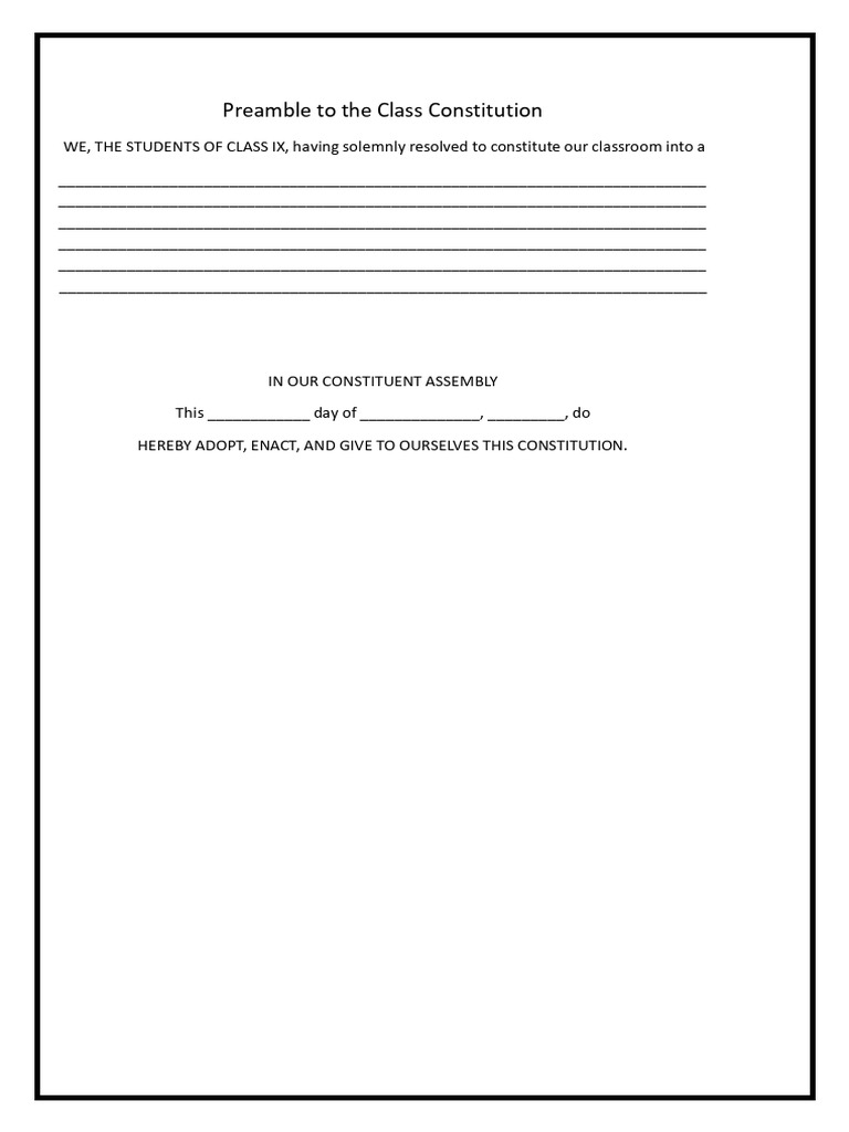 Class IX Constitution Preamble Draft | PDF