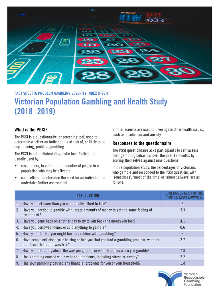 PGSI Overview: Problem Gambling in Victoria | PDF | Problem Gambling ...