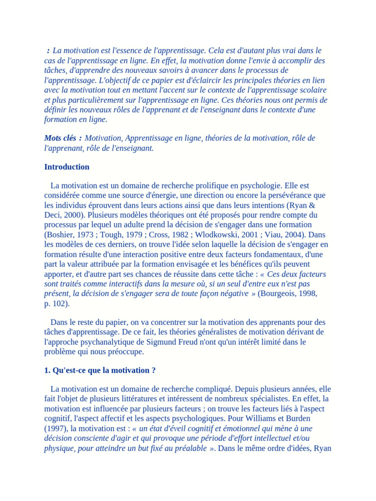 Motivation et apprentissage en ligne | PDF | Motivant | Motivation