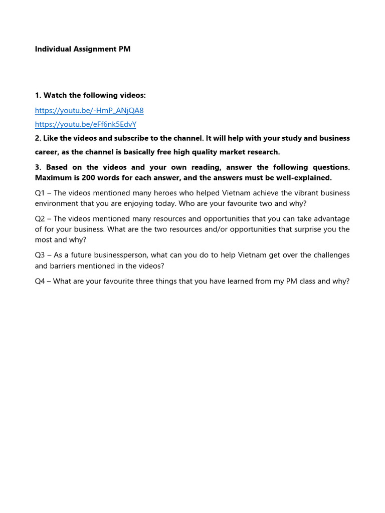 Individual Assignment PM | PDF