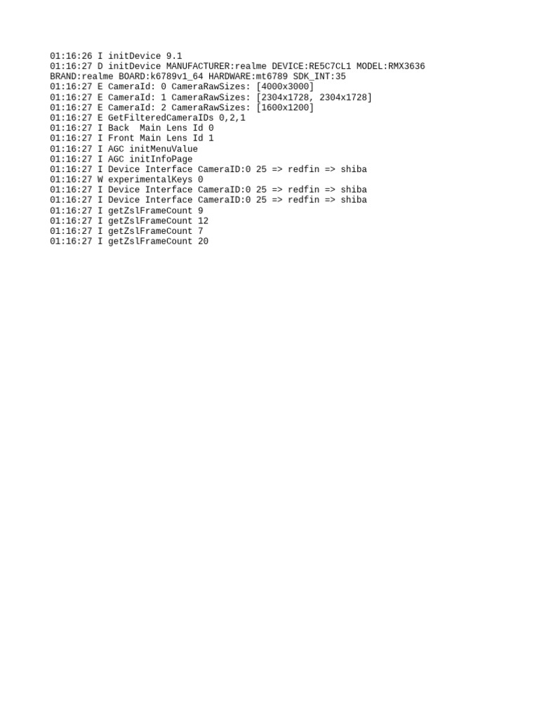 Realme RMX3636 Camera Initialization Log | PDF