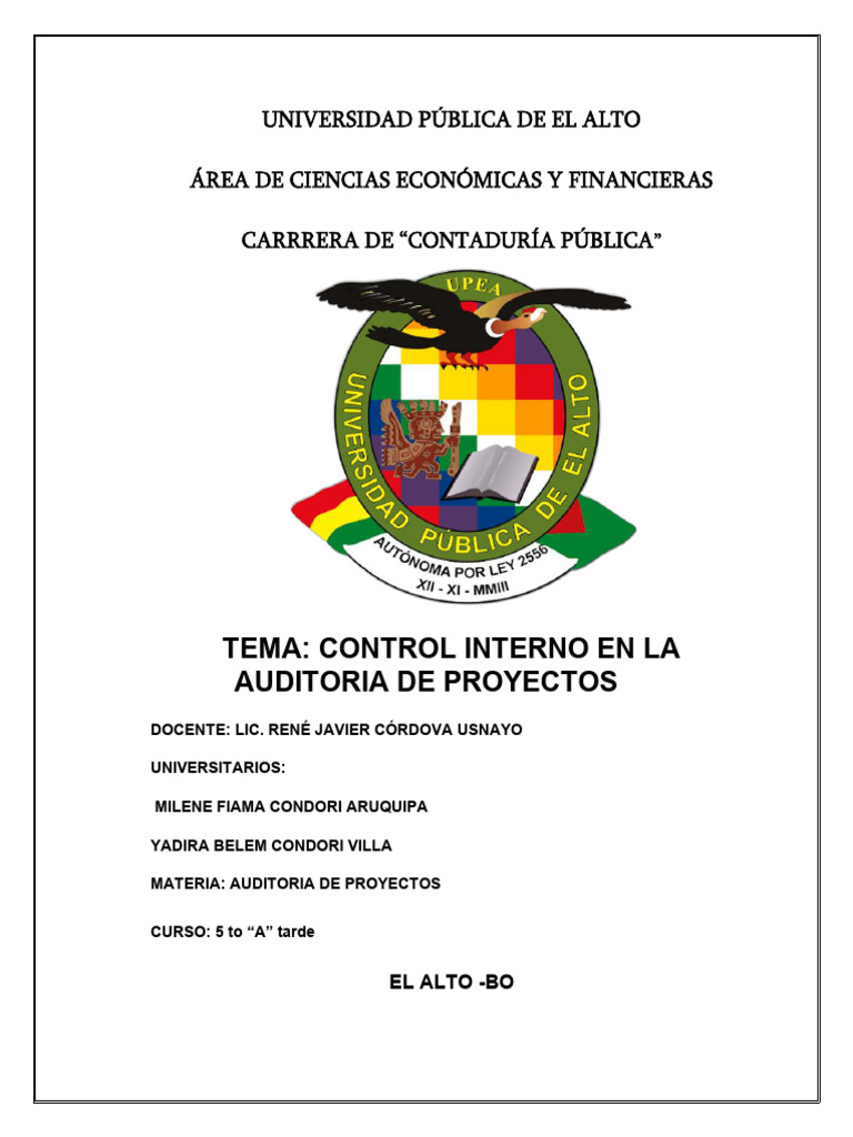 Control Interno en Auditoría de Proyectos | PDF | Auditoría ...
