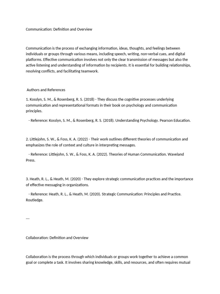 Communication and Collaboration Overview | PDF | Communication ...