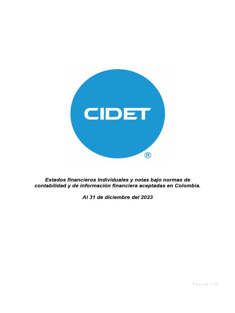 Estados Financieros de CIDET 2023 | PDF | Contabilidad | normas ...