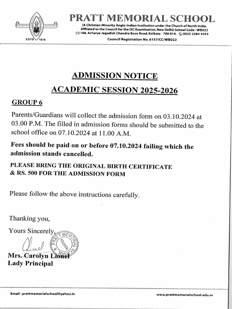 Group 6 Admission List 2025 26 | PDF