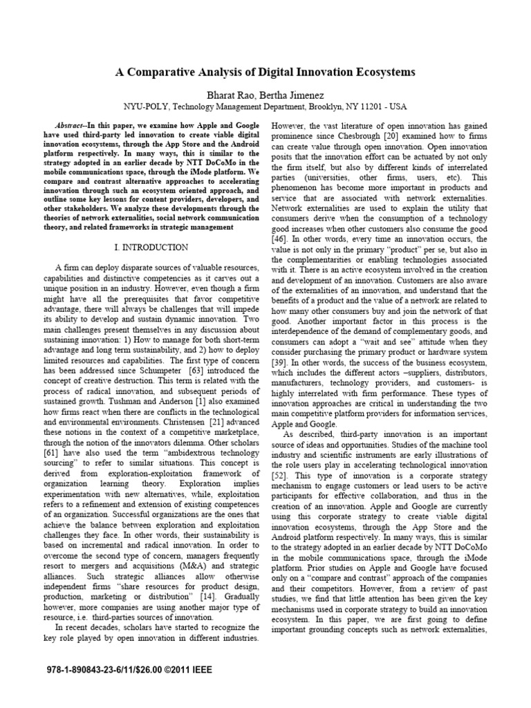 A Comparative Analysis of Digital Innovation Ecosystems | PDF | Android ...