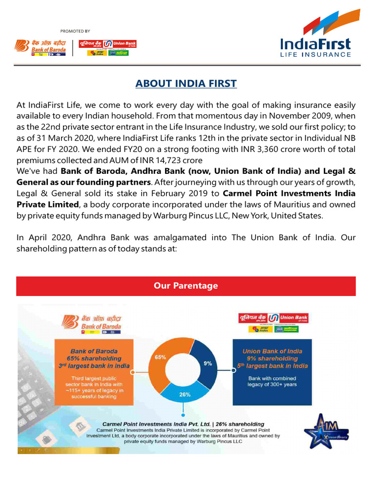 Overview of IndiaFirst Life Insurance | PDF | Insurance | Reserve Bank ...