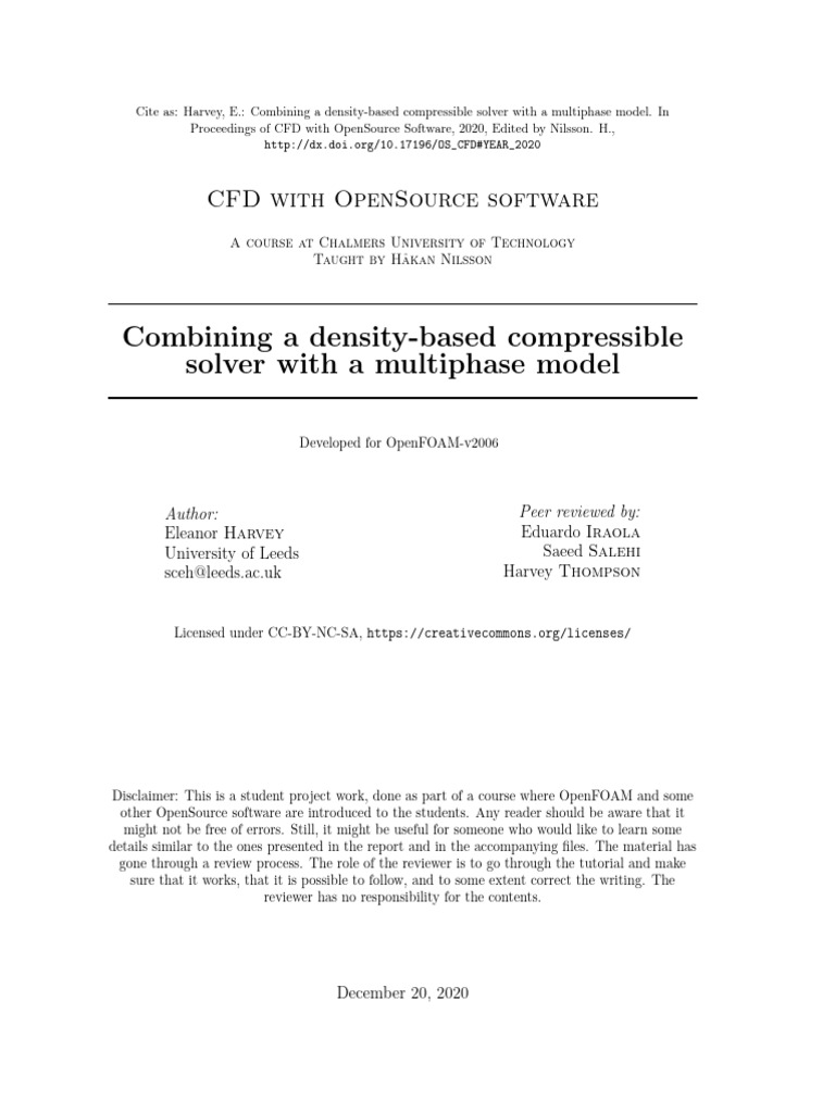 Density-Based Solver for Multiphase CFD | PDF | Compressible Flow ...