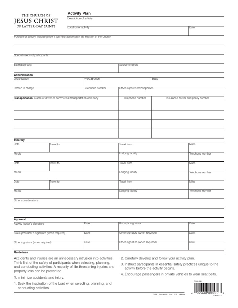 Church Activity Planning Guidelines | PDF