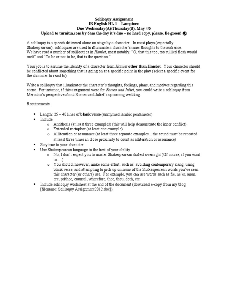 Romeo and juliet soliloquy assignment picture