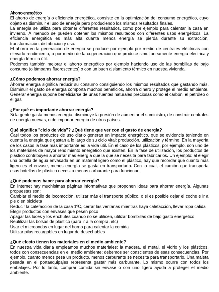 Estrategias para el Ahorro Energético | PDF | Uso eficiente de energía ...