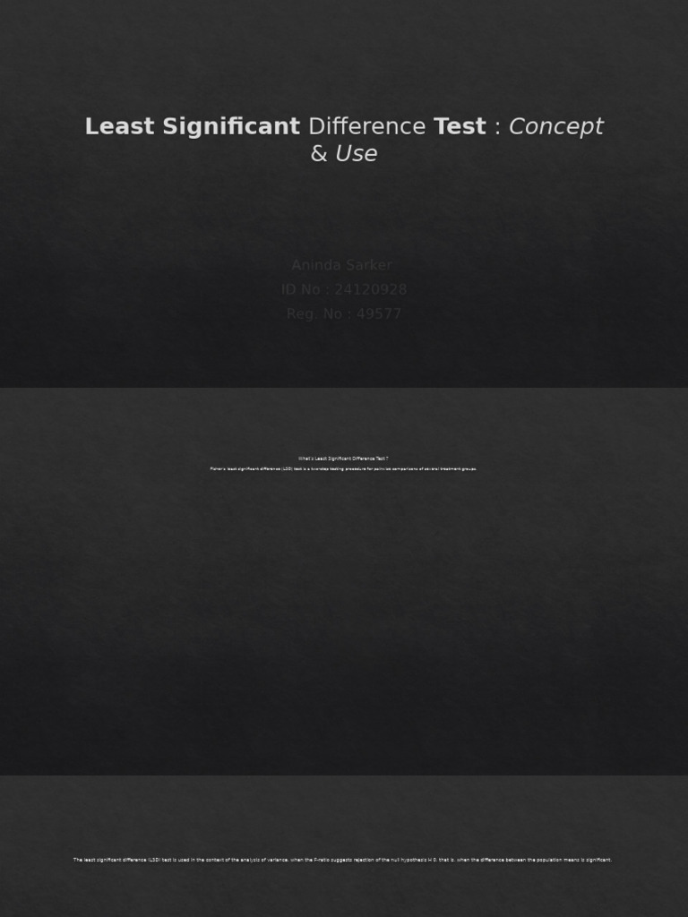 Understanding the Least Significant Difference Test | PDF | Analysis Of ...