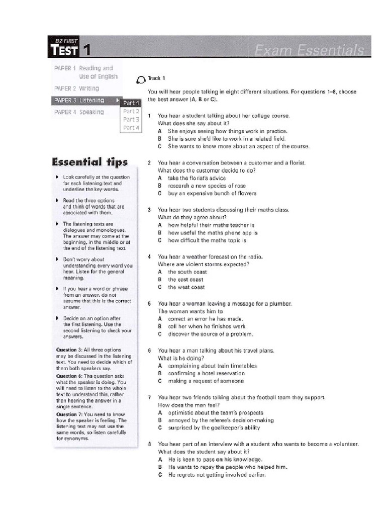 B2 Listening Part 1 Test 1-4 | PDF