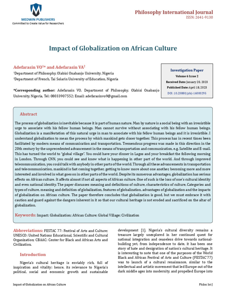 Globalization's Impact on African Culture | PDF | Globalization | Knowledge