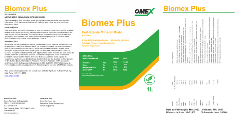 Instruções de Uso do Biomex Plus | PDF