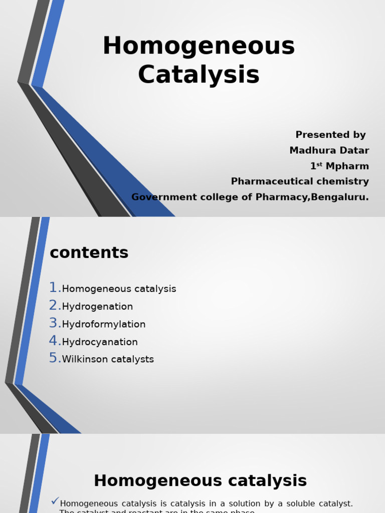Homogeneouscatalysis Intro Pdf Hydrogenation Catalysis