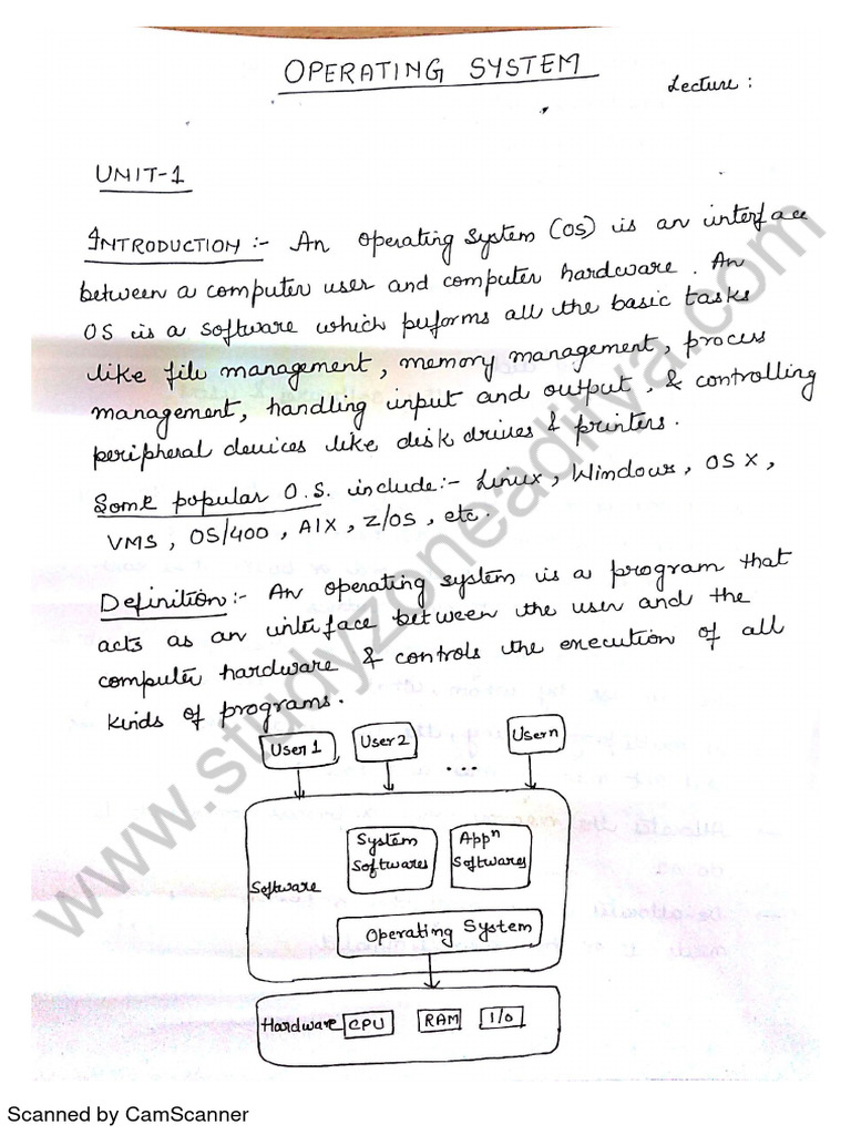 Operating System Handwritten Notes All Unit 1 22 | PDF