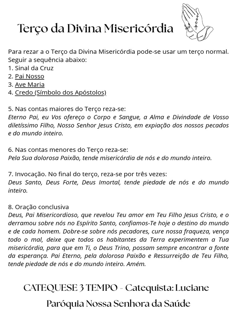 Como Rezar o Terço da Misericórdia | PDF