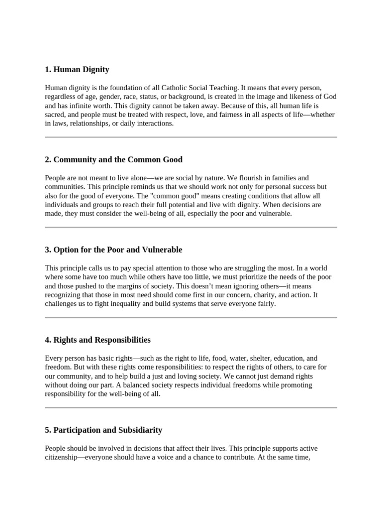 Principles of Catholic Social Teaching | PDF | Catholic Social Teaching ...