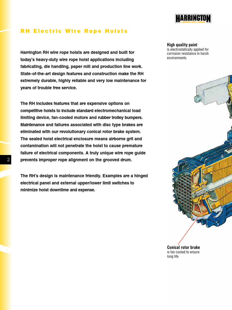 Harrington Hoist RH Wire Rope Hoist Catalog | PDF | Crane (Machine) | Gear