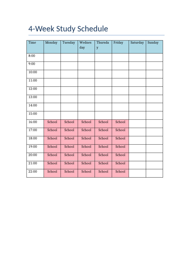 High School Daily Study Schedule | PDF