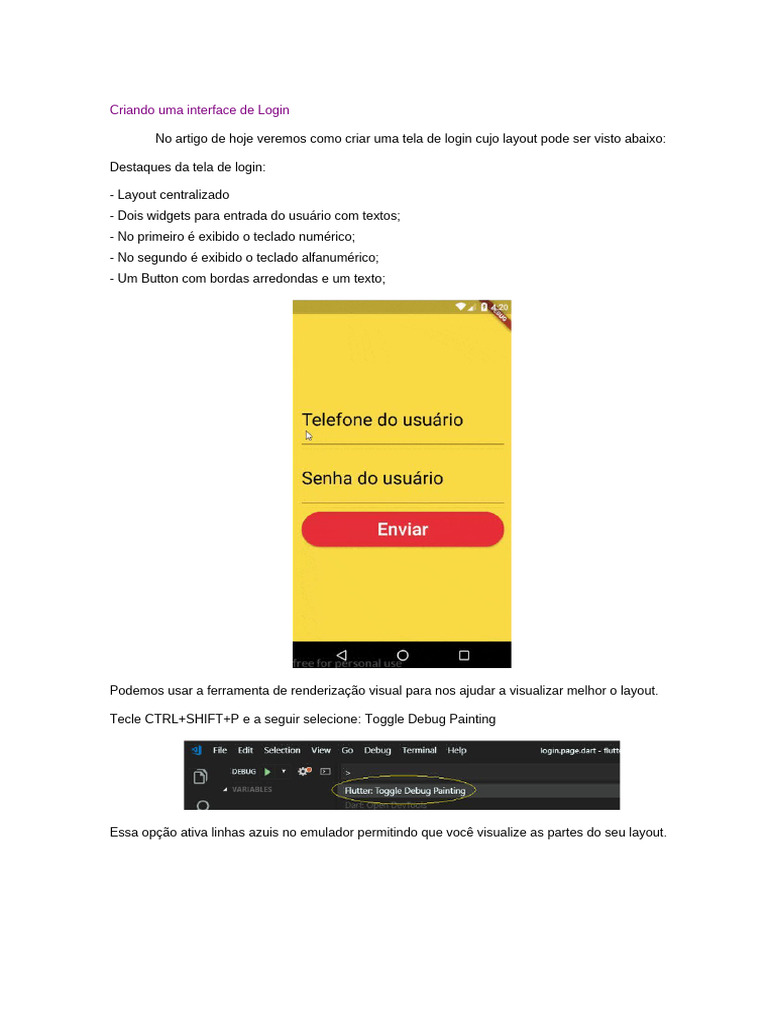 Criando Tela de Login com Flutter | PDF | Programas | Informática