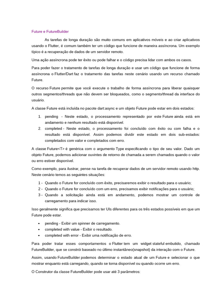 Entendendo Future e FutureBuilder no Flutter | PDF | Thread ...