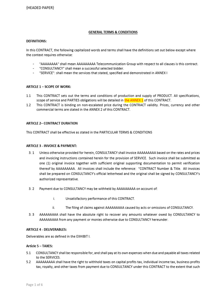 General Terms Conditions | PDF | Indemnity | Private Law