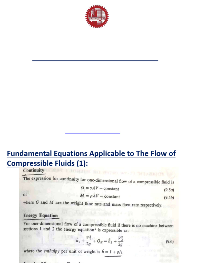 Compressible Fluid Flow Fundamentals | PDF