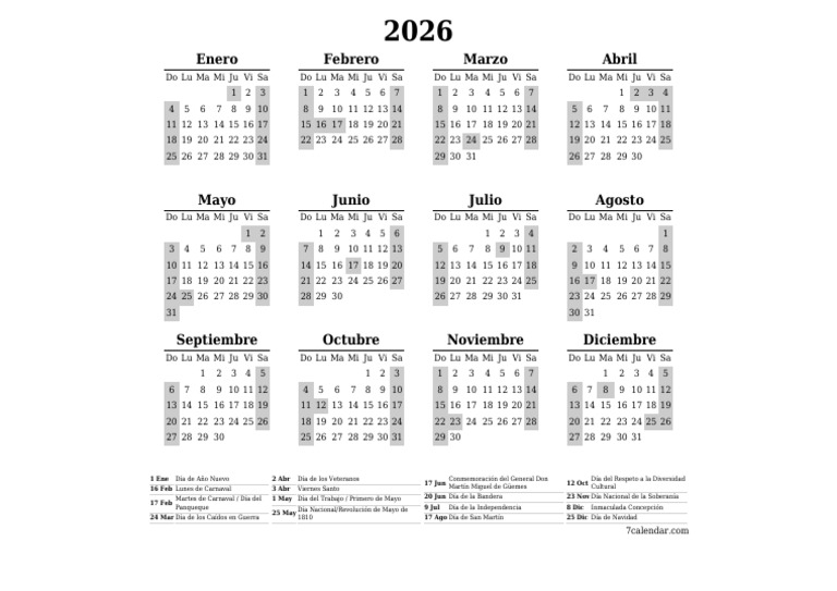 Feriados en Argentina 2026 | PDF | Observancias