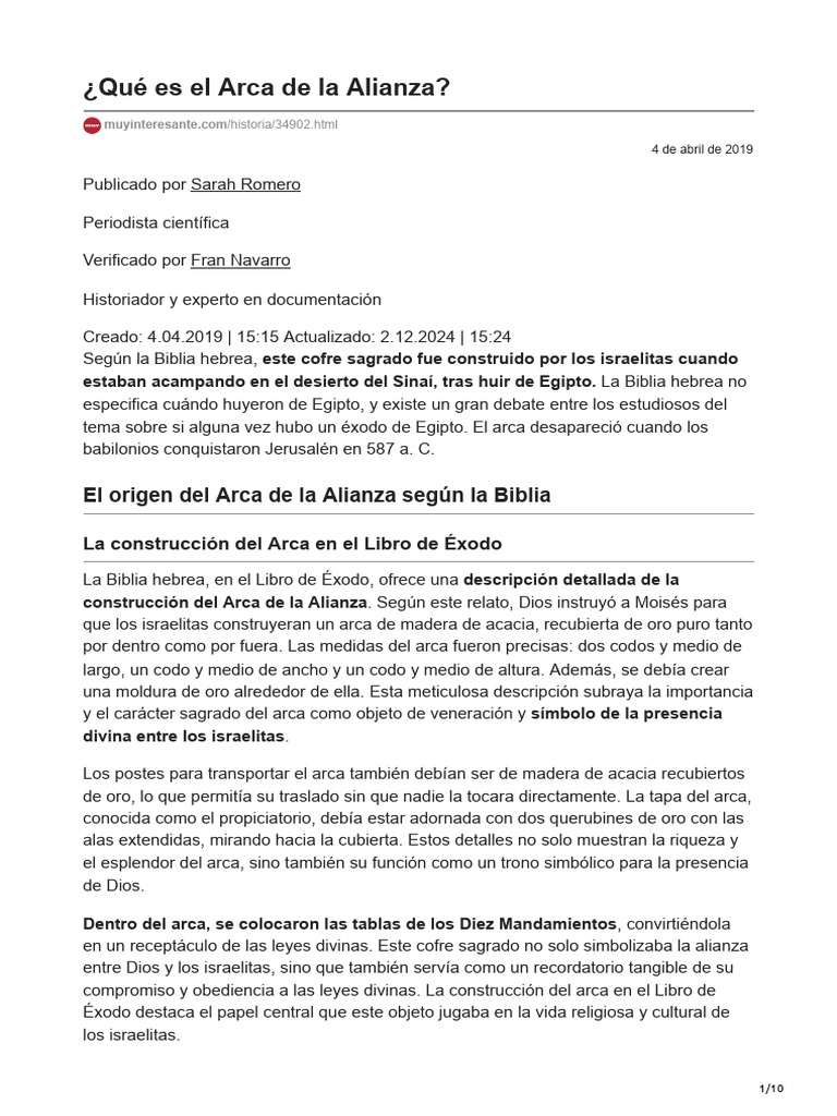 El Arca de la Alianza: Significado y Poder | PDF | Arca de la Alianza ...
