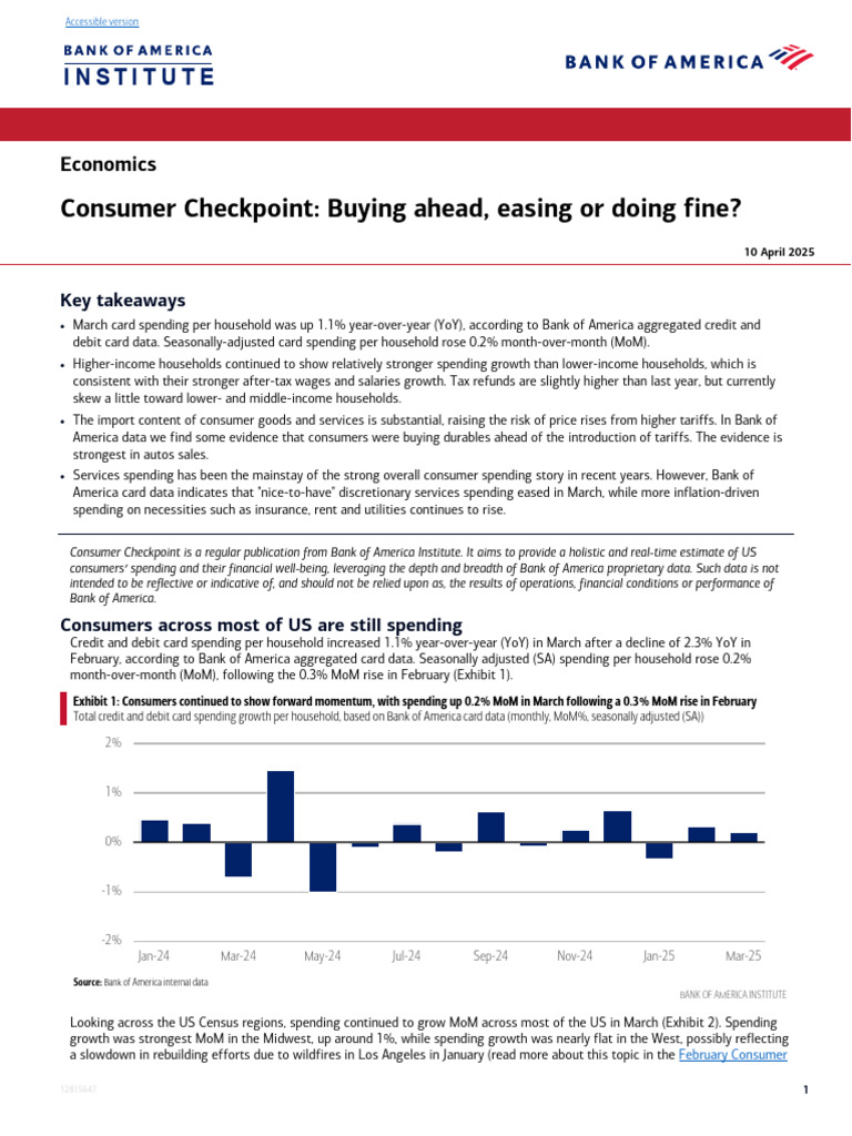 Consumer Checkpoint: April 2025 Insights | PDF | Cost Of Living ...