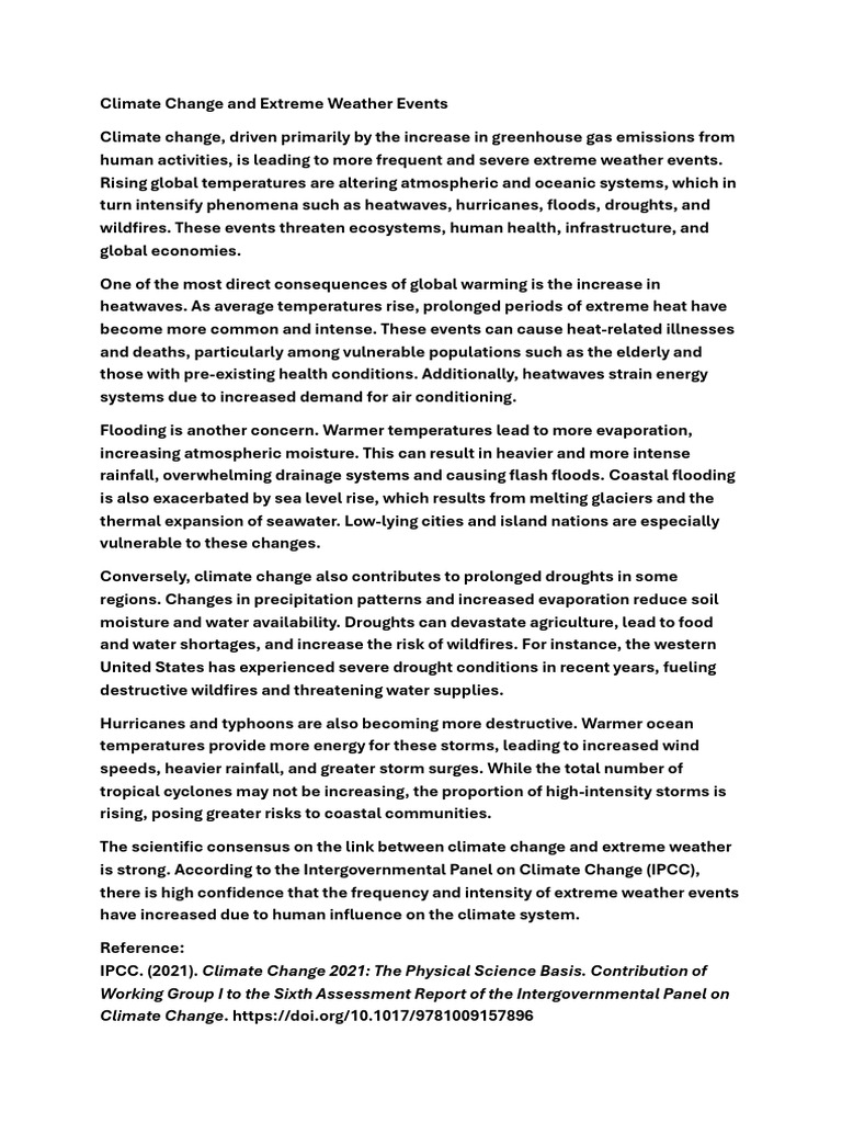 Climate Change's Impact on Weather Events | PDF | Climate Change ...