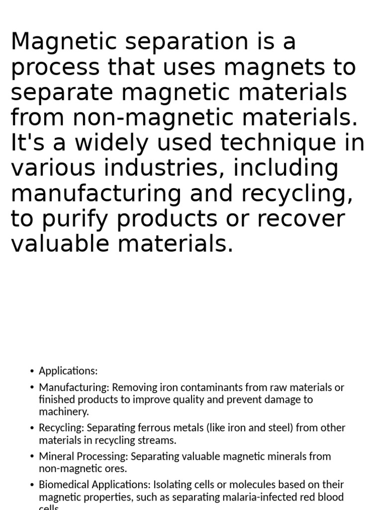 Magnetic Separation Techniques and Benefits | PDF