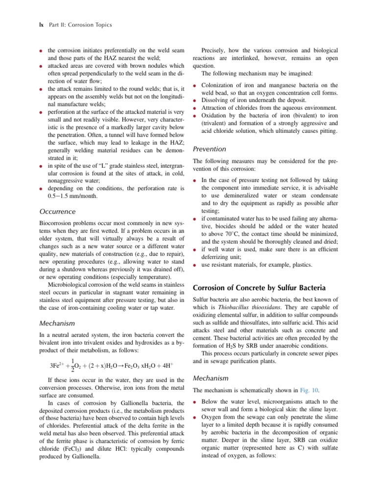 Corrosion of Concrete by Sulfur Bacteria | PDF | Corrosion | Sulfide