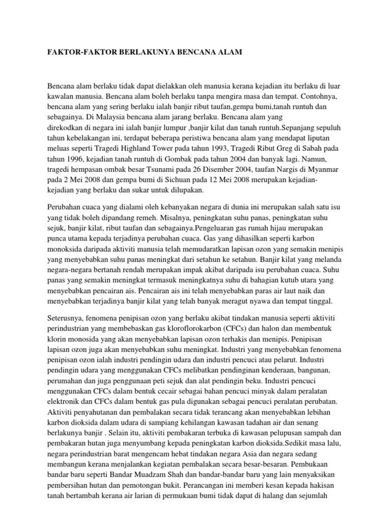 Faktor-Faktor Berlakunya Bencana Alam