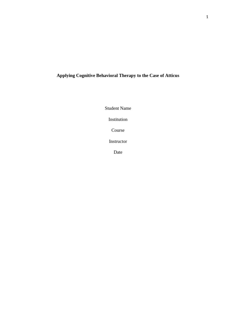 CBT for Atticus's Social Anxiety | PDF | Cognitive Behavioral Therapy ...