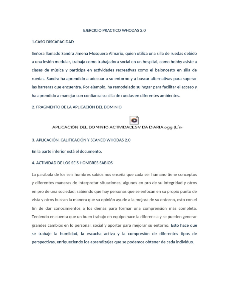 Ejercicio Practico Whodas 2 | PDF