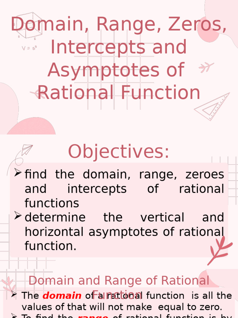 Domain Range Intercepts Zeros and Asymptotes of Rational Function ...